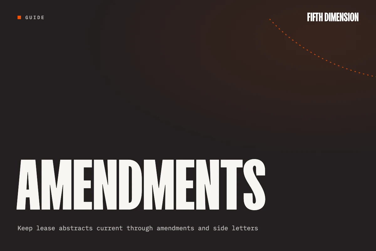 Guide cover reading “Amendments”: keep lease abstracts current through amendments and side letters