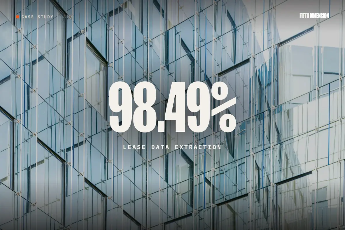 Editorial cover for “Fifth Dimension Delivers 98.49% Accuracy in Lease Data Extraction”